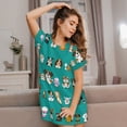 thumbnail image 3 of Honeii Cartoon Dogs Print Women's Loose Short Sleeve Nightgown, Soft Cotton Sleepwear, Comfy Loose Fit Pajama Dress for Sleep and Lounge, 3 of 6