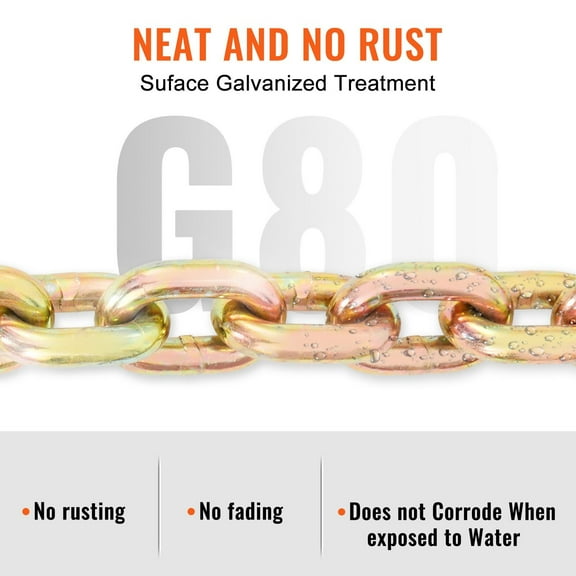 DOT Certified Transport Binder Chain, 7100 lbs Capacity, 3/8 Inch x 20 Feet G80 Steel Tow Chain with Grab Hooks, Galvanized Coating for Dock, Warehouse, Construction Sites
