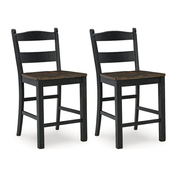 Signature Design by Ashley Valebeck Counter Height Bar Stool, Set of 2, Black/Brown