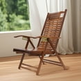 thumbnail image 3 of Bamboo Folding Lounge Chair Folding Reclining Chair Adjustable Backrest Folding Chair with Massage Hammer, 3 of 20