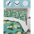thumbnail image 4 of Quilts Full Size Bedding Set, Lemons Leaves Lightweight Quilted Comforter, Summer Fruits Floral Botanical Teal Green Soft Reversible Bedspread Coverlet with Pillow Covers for All Season, 78" x 90", 4 of 7