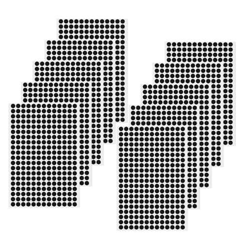 2600 PCS Dot Stickers 1/2 Inch Vinyl Self-Adhesive Waterproof Colored Circle Labels Removable Color Coding Decals Round Tag for Office Inventory Black