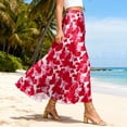 thumbnail image 4 of LWavelet Women Abstract Camo Print Maxi Skirt Elastic Waist With Pockets Casual Long Skirt Watermelon Red L, 4 of 5