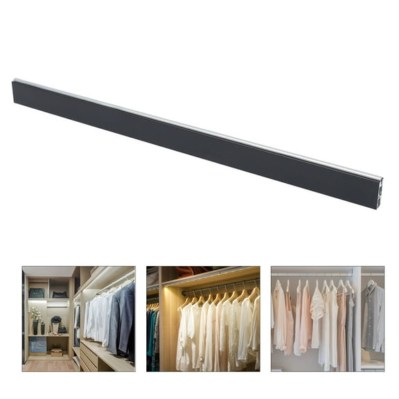 IDEANATEGRATE 1Set Closet Rod Black Wardrobe Hanging Rail for Personal Indoor Use