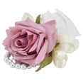 thumbnail image 2 of Pulsera de ramillete de muñeca artificial para dama de honor, flor de muñeca nupcial, para aniversario de boda, color rosa, 2 of 8