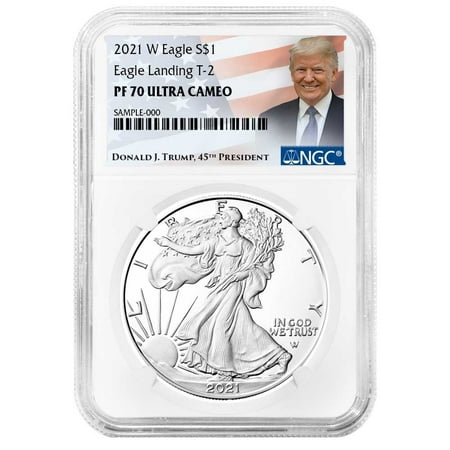 2021-W Proof $1 Type 2 American Silver Eagle NGC PF70UC Trump Label