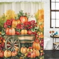 thumbnail image 2 of Orange Red Pumpkin Fall Shower Curtain, Waterproof Shower Curtains for Bathroom, Thanksgiving Harvest Botanical Washable Fabric Bathtub Curtain Set Bath Decor with 12 Hooks Extra Long 72"x96", 2 of 8