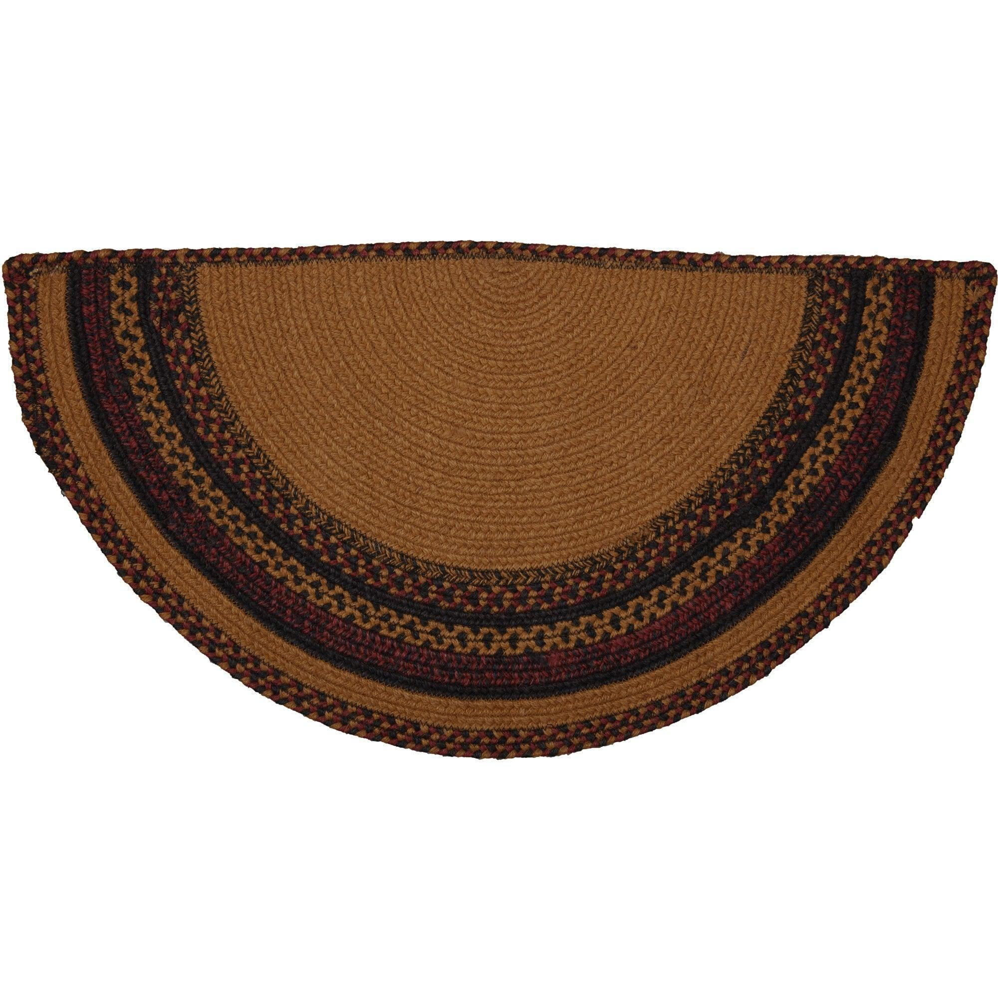 VHC Brands-1PK Kettle Grove Jute Braided Rug Half Circle 16.5\"x33\" with Rug Pad VHC Brands