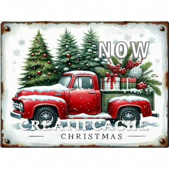 Christmas Decorations, Retro Style, Red Truck and Xmas Tree Design, DIY Signs, Farmhouse Decor, Sublimation,  Door Hanger, Suitable for Home Decor, Flower Arrangements, Room Decor
