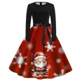 thumbnail image 4 of Vestido Rockabilly de manga larga con estampado de árbol de Papá Noel para mujer, vestido de fiesta de Navidad, Pin up, Vintage, invierno, 2023, 4 of 5