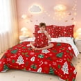 thumbnail image 4 of Manfei Festive Christmas Tree 7pcs Queen Bedding,Traditional Snowflake Pine Branch Bedding Comforter Set Queen,Red,Christmas Reversible, 4 of 6