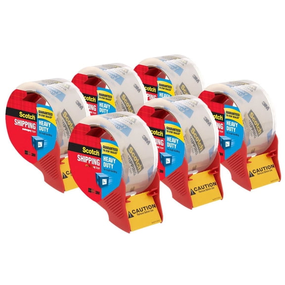Scotch Heavy Duty Shipping/Packaging Tape Dispenser, 6 Count, Value Pack