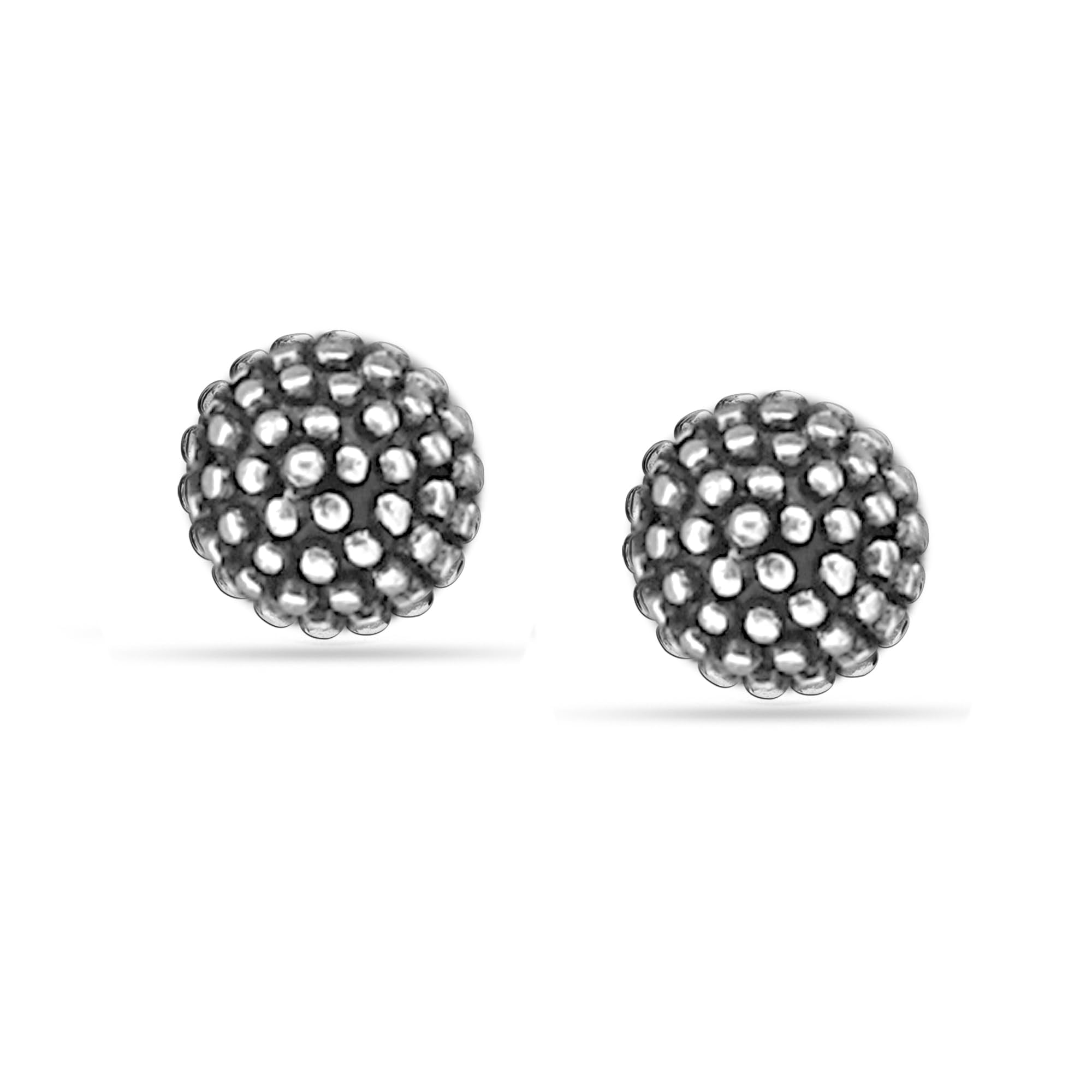 LeCalla 925 Sterling Silver Caviar Beaded Stud Earrings for Women and Teen 10MM