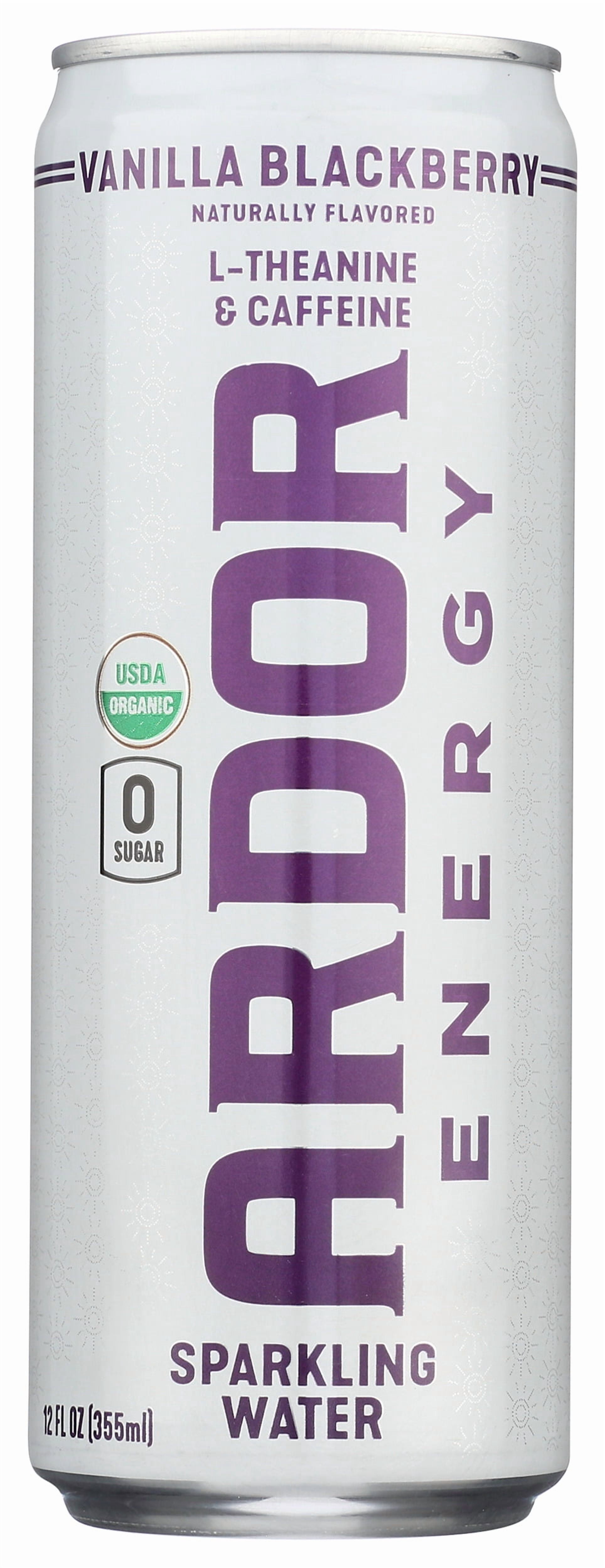 Pack of 12, Ardor Organic Inc Organic Vanilla Blackberry Energy Sparkling Water, 12 fl oz