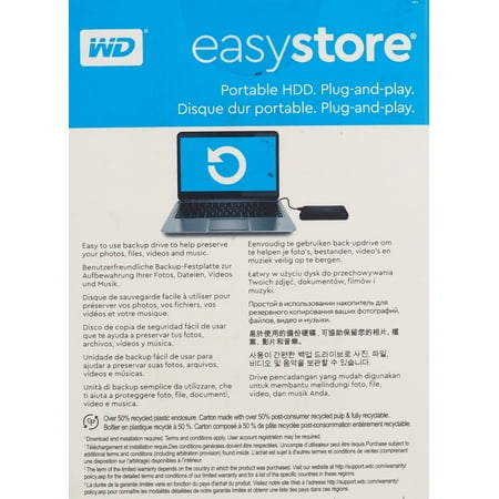 WD - Easystore 6TB External USB 3.0 Portable Hard Drive - Black