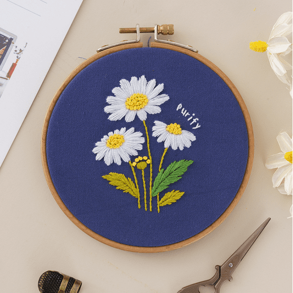 Embroidery Kit, Miss You, Quote Love Plants Flowers Full Range of Embroidery Starter Kits for Beginners Adults DIY Handmade Easy Patterns(Material package)