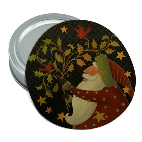 Christmas Holiday Deck the Halls Santa Holly Round Rubber Non-Slip Jar Gripper Lid Opener