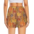 thumbnail image 2 of Lsque Autumn Maple Leaf Stripes Printed Women's Running Shorts with Liner Pockets,Elastic Quick Dry Workout Athletic Gym Yoga Shorts,Womens High Waist Shorts-, 2 of 9