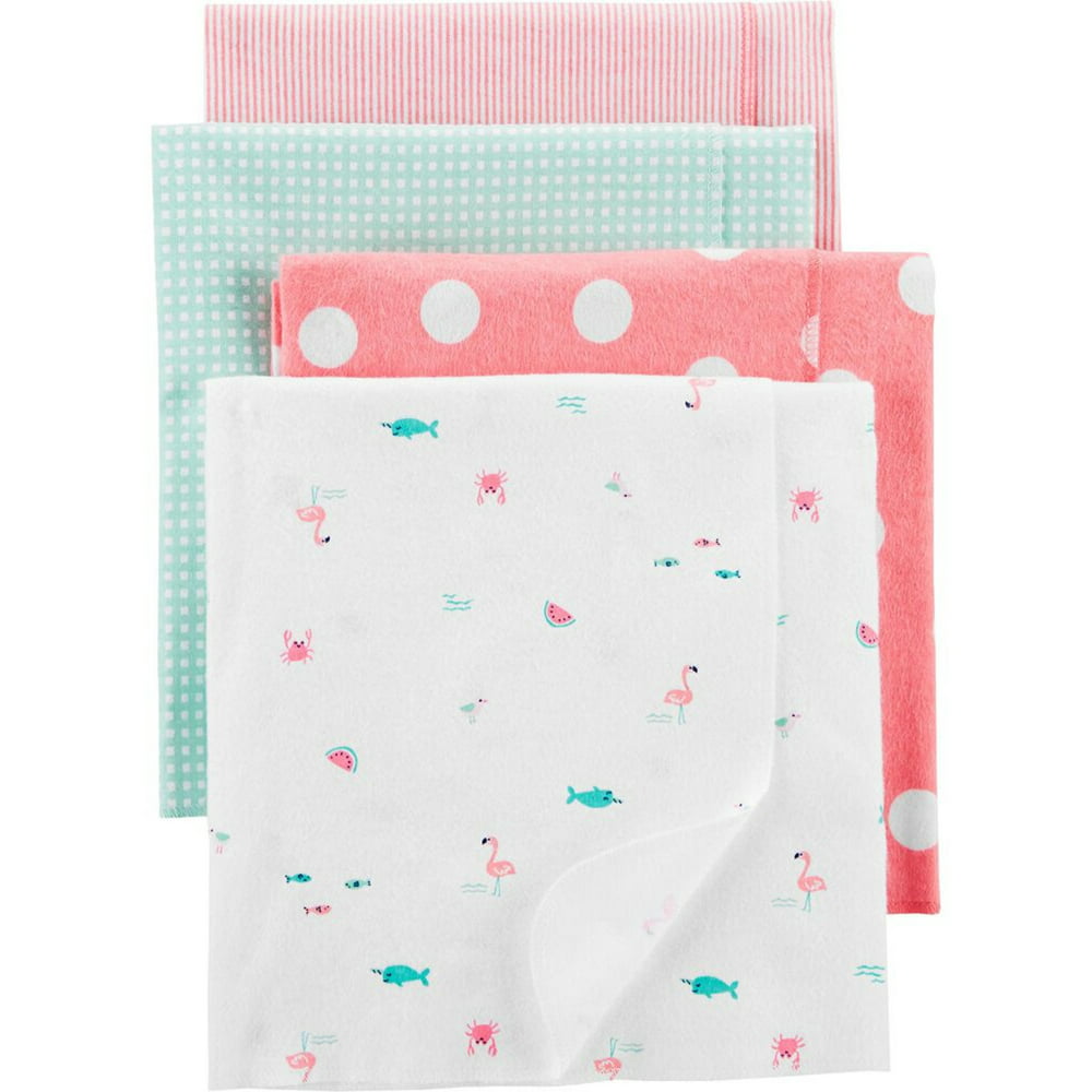 Carter's Unisex Baby 4 Pack Receiving Blankets, 40"x30", Flamingo