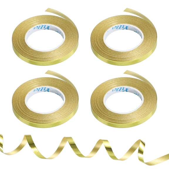 Curling Ribbon Crimped Balloon String Metallic 3/16" 11 Yards 4 Roll for Party Decoration Gift Gold