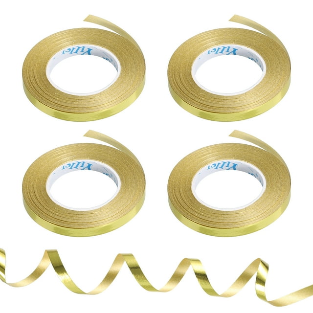 Cinta de rizado Uxcell para globos metálicos de 3/16" 11 yardas 4 rollos para decoración de fiestas regalo color champán dorado, dorado