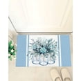 thumbnail image 4 of Shag Bath Rugs Succulent Eucalyptus Leaves Blue Plush Soft Fluffy Doormat Floor Carpet,Non-Slip Living Room Bedroom Kitchen Entryway Door Mats Pastoral Plant White Stripes, 4 of 6
