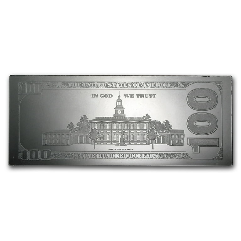 Walmart 4 oz .999 Fine Silver Bar - 2014 $100 Bill Replica Bullion