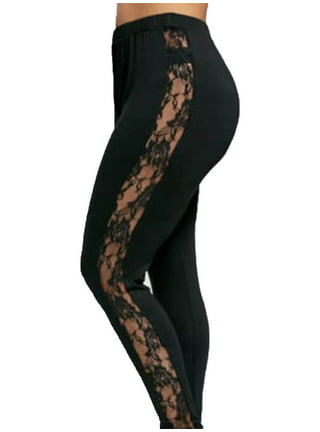 Yoga Leggings For Women In Black with Floral Cutouts