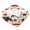 thumbnail image 2 of SPXUBZ Americana Flannel Throw Blanket, Red White and Blue Star Pattern with Striped Borders and Rustic Country Details, Patriotic Style, Soft Cozy Blanket, 2 of 5
