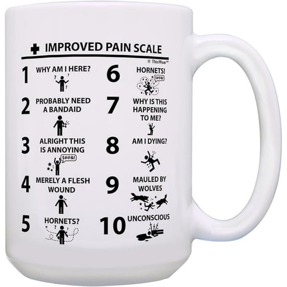 Nurse Practitioner Gift Funny LPN Gifts Improved Pain Scale Medic Gift 11 oz Ceramic Coffee Mug with Handle