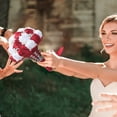 thumbnail image 4 of Royal Bridal Bouquet Handmade with Satin Roses & Pearls - Wedding Bouquet Holder for Bride and Bridesmaids, Rhinestone Wedding Flower Arrangements in Ivory White, 4 of 6