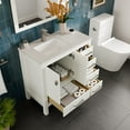 thumbnail image 5 of eviva  London 36"W x 18"D White Bathroom Vanity with White Carrara Quartz Vanity Top, 5 of 8