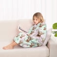 thumbnail image 4 of Green Highland Cow Flower Pattern Blanket Hoodies for Kids 6-13YR Oversize Wearable Blanket Hoodies for Boys Girls Teens, 4 of 7