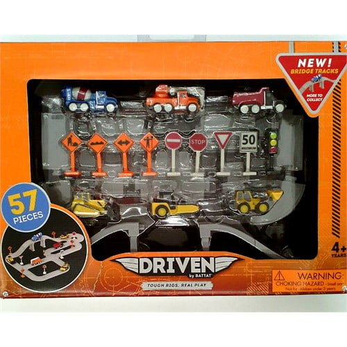 DRIVEN ? Pocket Series ? Toy Construction Trucks and Bridge Playset (57