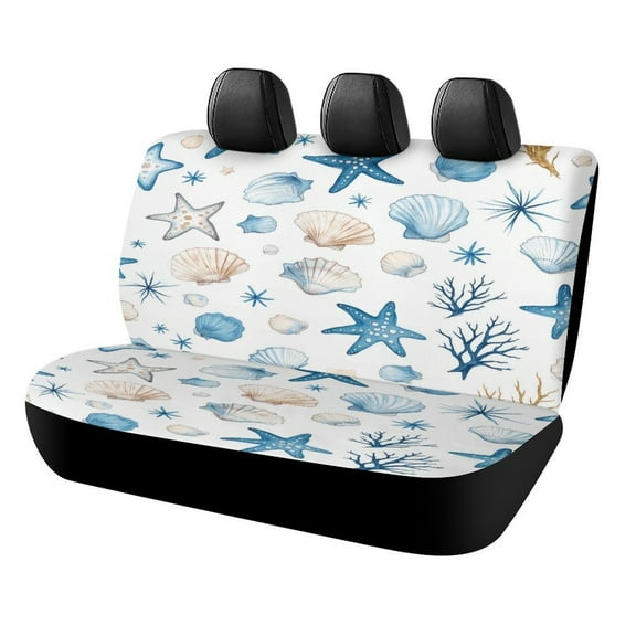 Ocean Life Print Car Rear Seat Covers Back Elastic Flexible Car Seat Covers Decorative Fits Most Cars, SUVs, Trucks And Vans