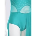 thumbnail image 7 of YiZYiF Girls Lyrical Dance Costume Keyhole Back Sleeveless Rhinestones Split Dress Dancewear Blue Green 12, 7 of 7