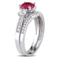 thumbnail image 2 of Everly Women's Created Sapphire Created Ruby 10k White Gold Bridal Set, 2 of 6