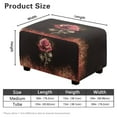 thumbnail image 7 of Xixirimido Red Rose Fire Pattern Ottoman Slipcover Form-Fit Stretch Footstool Cover for Leather/Fabric Ottomans, Non-Slip Bottom & Living Room/Bedroom Use, Small, 7 of 7