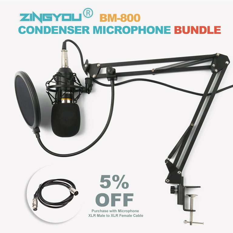 ZINGYOU BM800 Condenser Microphone Bundle Mic Kit for Studio