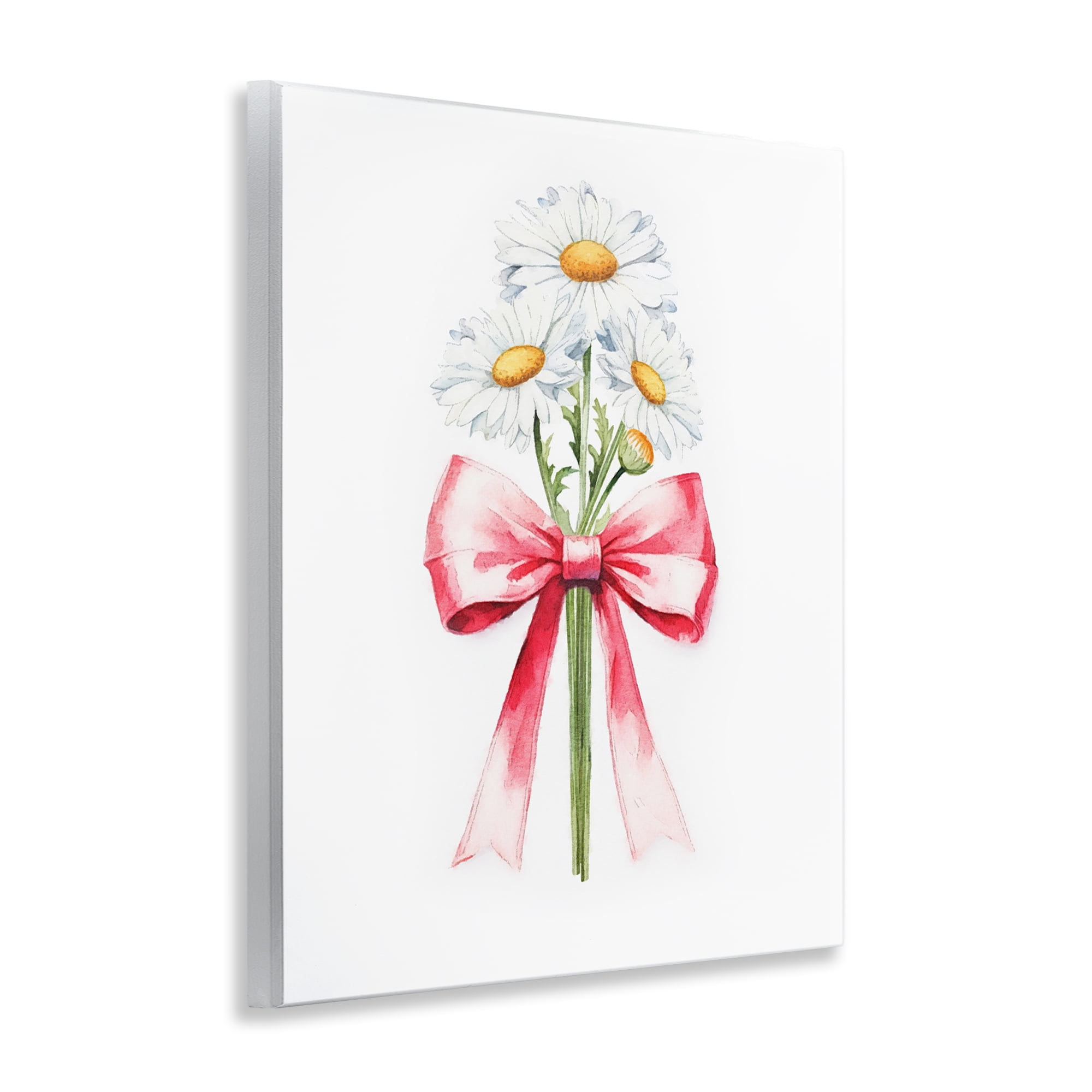 Stupell Industries Daisy Swathed Ribbon Plants & Flowers Painting Unframed Art Print Wall Art, 11 x 14
