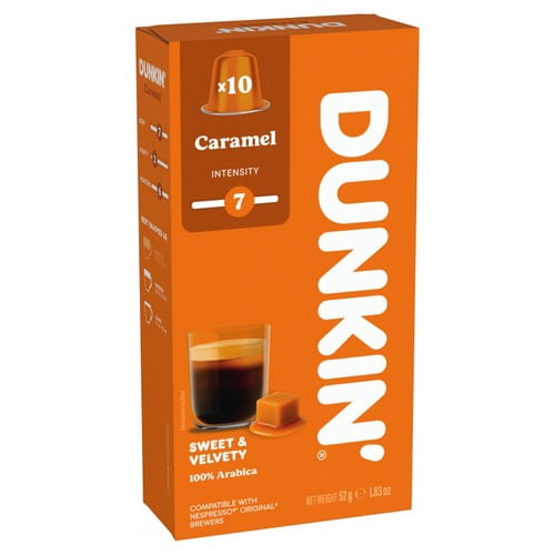 Dunkin Caramel Nespresso Compatible Coffee Pods, 10 pods per pack, British Import (Pack of 3)