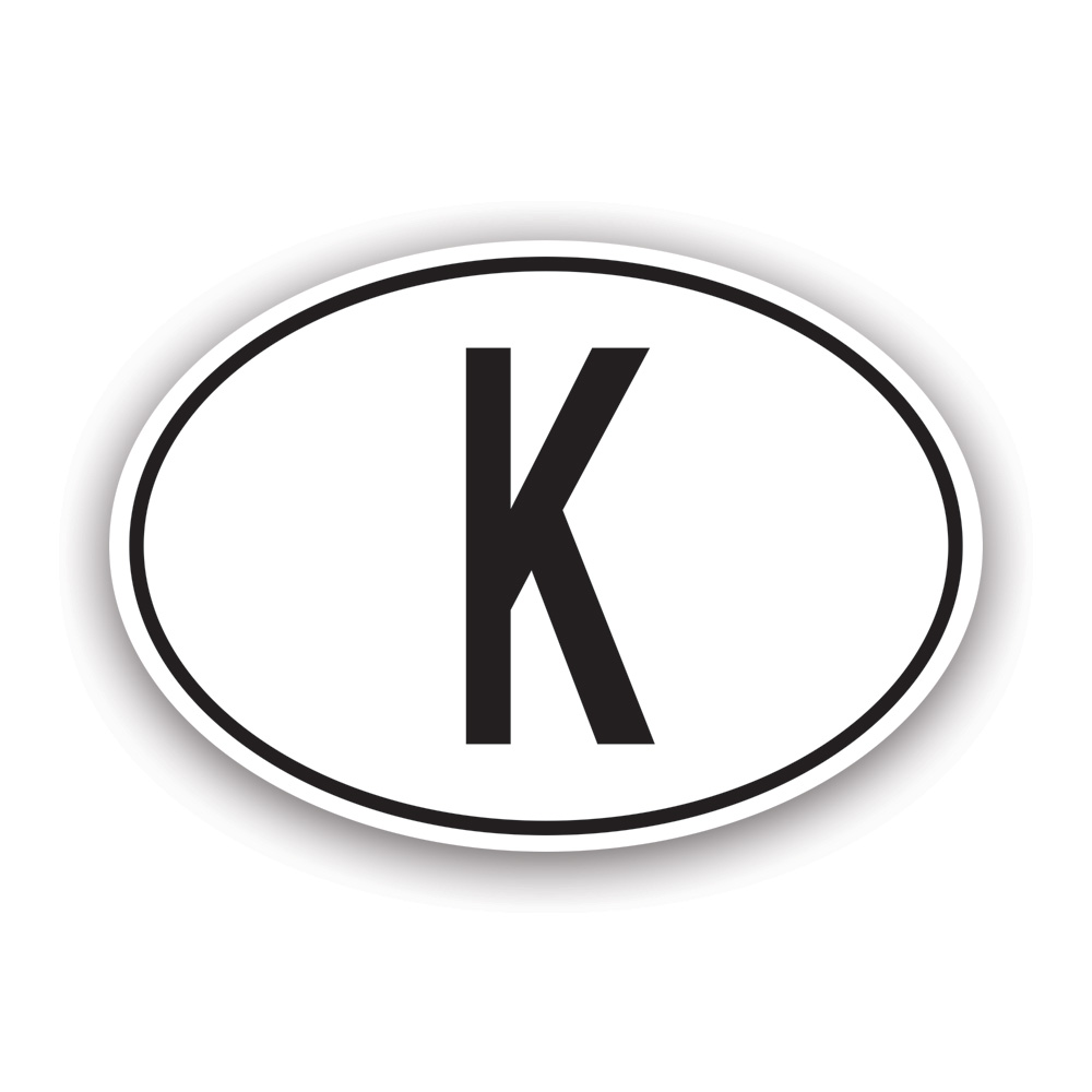 K Cambodia Country Code Oval Sticker Decal Self Adhesive Vinyl