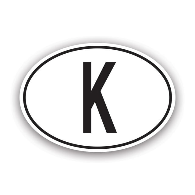 K Cambodia Country Code Oval Sticker Decal Self Adhesive Vinyl