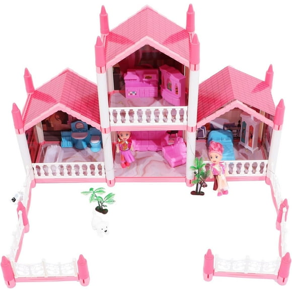 UPKOCH Dollhouse Castle Plastic Villa Castle Model Doll House Princess Castle with Cupcake Doll Furniture Toy Decor for Girls Ages 2-8