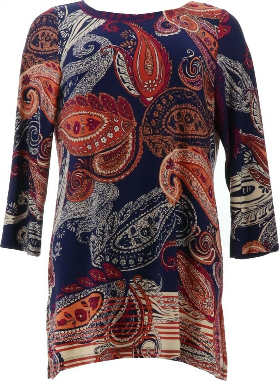 susan graver printed liquid knit elbow sleeve dress