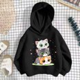 thumbnail image 6 of Wilak Girls Cats Printed Hoodies Sweatshirts Casual Cute Pullover Long Sleeve Kids Fall Tops Black 4T, 6 of 7