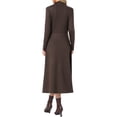 thumbnail image 3 of INSPIRE CHIC Fall Ribbed Knit Dresses for Women Mock Neck Casual Long Sleeve Maxi Dress M Coffee, 3 of 6
