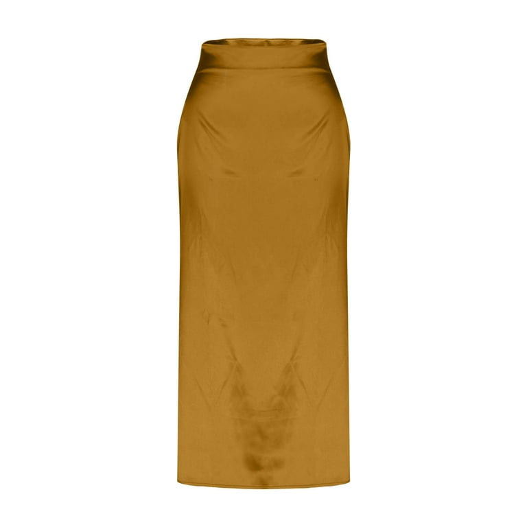 Maean Women Satin Skirts High Waist Slim Casual Business Office Formal Dress  Ladies Midi Silky Work Skirt - Walmart.com