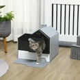 thumbnail image 2 of PawHut Cat Litter Box with Lid, Kitty Litter Pan with Pull-Out Drawer, Grey, 2 of 10