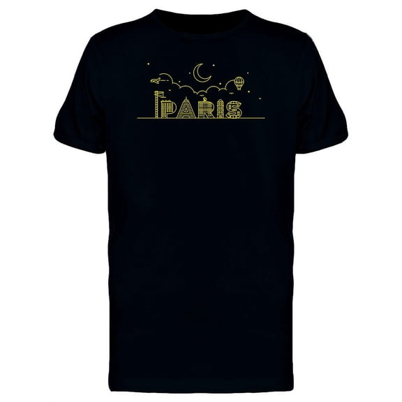Paris Yellow Skyline T-Shirt Men -Image by Shutterstock, Male 4X-Large